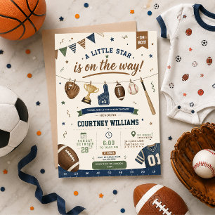 Kleiner Stern Baby Shower Sport Fußball Baseball Einladung