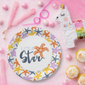 Kleiner Stern mit bunten Sternen auf Weiß Pappteller (Party)