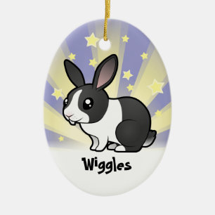 Kleiner Sternenhase (flauschiges Ohr, glattes Fell Keramik Ornament