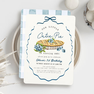 Kleiner Süßer Blaubeer-Kuchen zum 1. Geburtstag Einladung