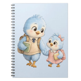 Kleiner süßer blauer Vogel Bruder Notizbuch Notizblock
