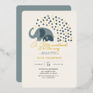 Kleiner Süßer Elefant Jungen Baby Shower Gold Folieneinladung