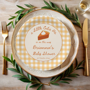 Kleiner Süßer Kürbiskuchen Gingham-Baby-Party Pappteller