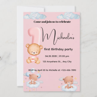 Kleiner Süßer Panda 1. Geburtstag Einladung