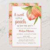 Kleiner süßer Pfirsich auf dem Weg zur Babydusche Einladung (Vorne/Hinten)