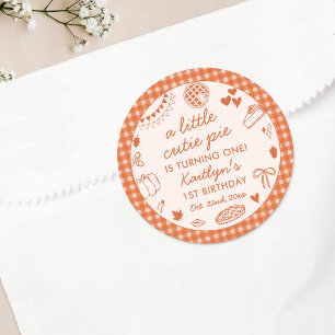 Kleiner Süßer Pie zum ersten Geburtstag! Herbst 1. Runder Aufkleber