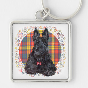 Kleiner Tartan-Scottie-Hund Schlüsselanhänger