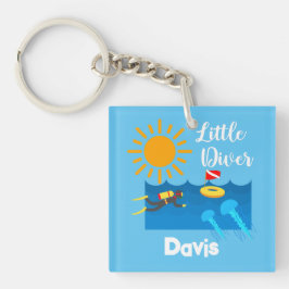 Kleiner Taucher mit Jelly Fish - Acrylfisch Schlüs Schlüsselanhänger