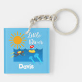 Kleiner Taucher mit Jelly Fish - Acrylfisch Schlüs Schlüsselanhänger (Rückseite)