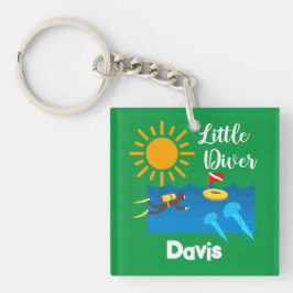 Kleiner Taucher mit Jelly Fish - Acrylfisch Schlüs Schlüsselanhänger