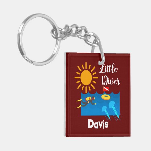 Kleiner Taucher mit Jelly Fish - Acrylfisch Schlüs Schlüsselanhänger (Vorderseite links)