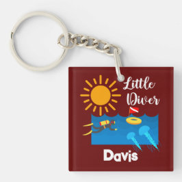 Kleiner Taucher mit Jelly Fish - Acrylfisch Schlüs Schlüsselanhänger