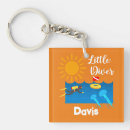 Kleiner Taucher mit Jelly Fish - Acrylfisch Schlüs Schlüsselanhänger