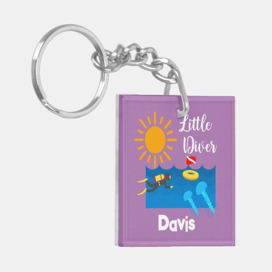 Kleiner Taucher mit Jelly Fish - Acrylfisch Schlüs Schlüsselanhänger (Vorderseite links)