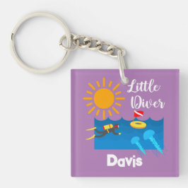 Kleiner Taucher mit Jelly Fish - Acrylfisch Schlüs Schlüsselanhänger