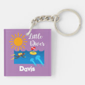 Kleiner Taucher mit Jelly Fish - Acrylfisch Schlüs Schlüsselanhänger (Rückseite)