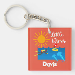 Kleiner Taucher mit Jelly Fish - Acrylfisch Schlüs Schlüsselanhänger