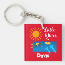 Kleiner Taucher mit Jelly Fish - Acrylfisch Schlüs Schlüsselanhänger