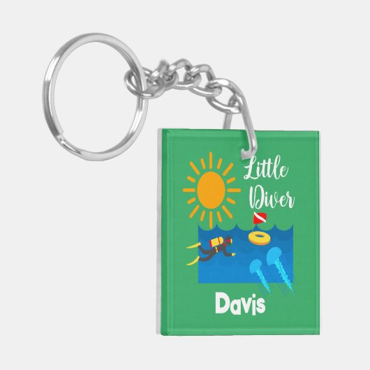 Kleiner Taucher mit Jelly Fish - Acrylfisch Schlüs Schlüsselanhänger (Vorderseite links)