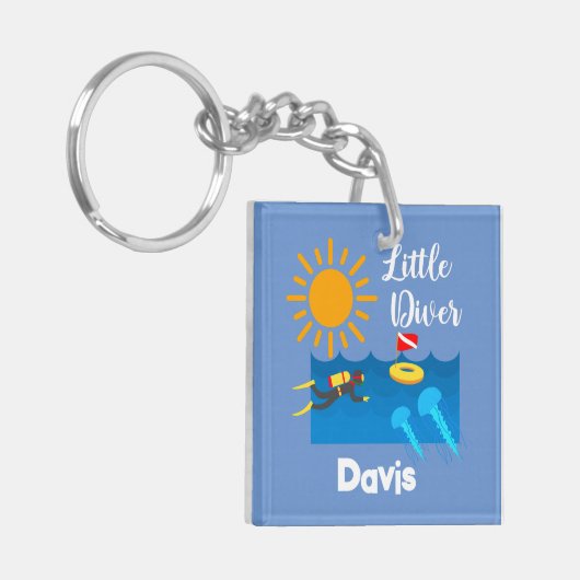 Kleiner Taucher mit Jelly Fish - Acrylfisch Schlüs Schlüsselanhänger (Vorderseite links)