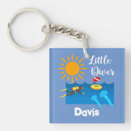 Kleiner Taucher mit Jelly Fish - Acrylfisch Schlüs Schlüsselanhänger