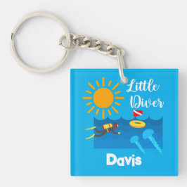 Kleiner Taucher mit Jelly Fish - Acrylfisch Schlüs Schlüsselanhänger