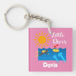 Kleiner Taucher mit Jelly Fish - Acrylfisch Schlüs Schlüsselanhänger