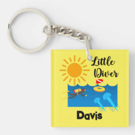 Kleiner Taucher mit Jelly Fish - Acrylfisch Schlüs Schlüsselanhänger