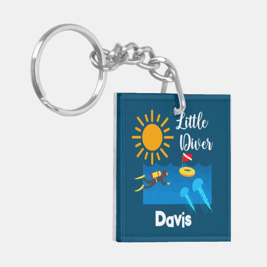 Kleiner Taucher mit Jelly Fish - Acrylfisch Schlüs Schlüsselanhänger (Vorderseite links)