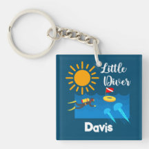 Kleiner Taucher mit Jelly Fish - Acrylfisch Schlüs