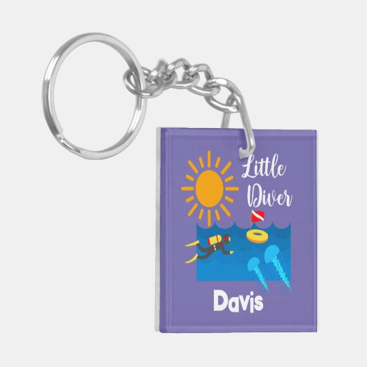 Kleiner Taucher mit Jelly Fish - Acrylfisch Schlüs Schlüsselanhänger (Vorderseite links)