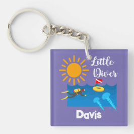 Kleiner Taucher mit Jelly Fish - Acrylfisch Schlüs Schlüsselanhänger