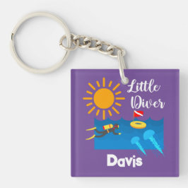 Kleiner Taucher mit Jelly Fish - Acrylfisch Schlüs Schlüsselanhänger