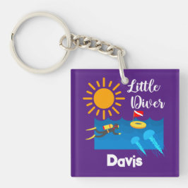 Kleiner Taucher mit Jelly Fish - Acrylfisch Schlüs Schlüsselanhänger