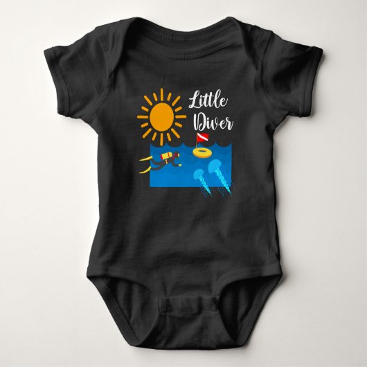 Kleiner Taucher mit Jelly Fish - Baby Jersey Bodys Baby Strampler (Vorderseite)