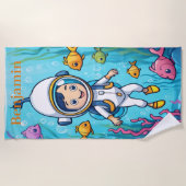 Kleiner Taucher mit Meeresleben im Ozean Strandtuch (Vorderseite)