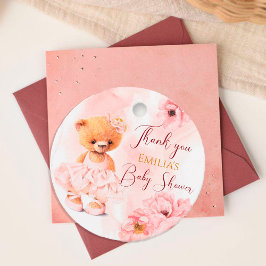 Kleiner Teddybär Blume Prinzessin Pink Aquarell Geschenkanhänger