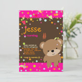 Kleiner Teddybär/DIY Hintergrund+Text Einladung (Stehend Vorderseite)