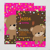 Kleiner Teddybär/DIY Hintergrund+Text Einladung (Vorne/Hinten)