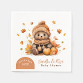 Kleiner Teddybär Fall in Liebe Orange Pumpkin Serviette (Vorderseite)