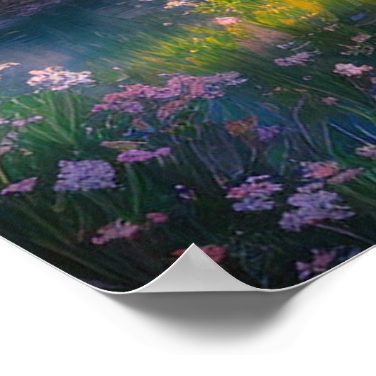 Kleiner Tempel inmitten blühender Natur Poster (Ecke)