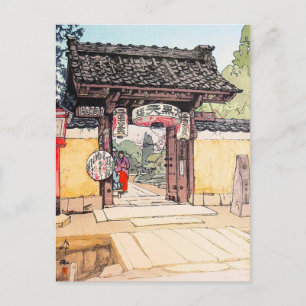 Kleiner Tempel Tor Hiroshi Yoshida shin hanga Postkarte