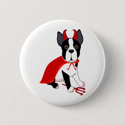 Kleiner Teufel-Halloween-Hund Button (Vorderseite)