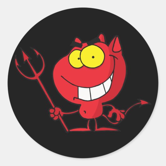 Kleiner Teufel mit Pitchfork Runder Aufkleber (Vorderseite)