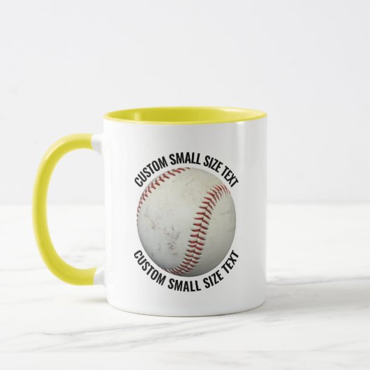 Kleiner Text GELB Combo 11oz Individueller Basebal Tasse (Links)