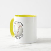 Kleiner Text GELB Combo 11oz Individueller Basebal Tasse (Vorderseite Links)