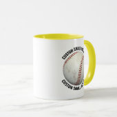 Kleiner Text GELB Combo 11oz Individueller Basebal Tasse (VorderseiteRechts)