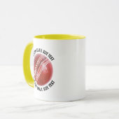 Kleiner Text GELB Combo 11oz Individueller Cricket Tasse (Vorderseite Links)