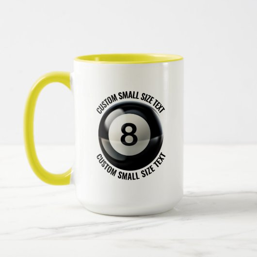 Kleiner Text GELB Combo 15oz Custom 8 Ball Tasse (Links)
