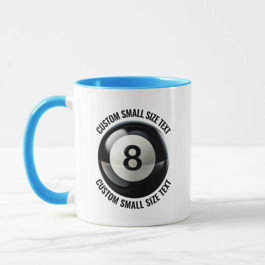 Kleiner Text HELLBLAU Combo 325ml Custom 8 Ball Tasse (Links)